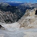 im Norden der Cristalloscharte Südtirol, ein echter Gletscher und der Dürrenstein mit See