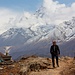 Die Ama Dablam wird langsam von Wolken verhüllt