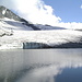 Depuis la barre rocheuse: Petit Mont Calme, Glacier de Cleuson, à droite emplacement du Col de Cleuson