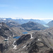 Lago Bianco, Piz Paradisin und Corn da Camp  (die zwei Gletscher Mitte links) mit Piz Minor davor, ganz rechts wieder Piz Palü