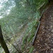 Der Abstieg führt über einen Wanderweg an einem Hüttchen vorbei und oberhalb eines Geröllhangs entlang