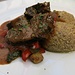 Kalbsbäggli auf Gemüse mit Polenta