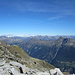im  Vordergrund das Calancatal; <br />ganz rechts in der Ferne die Bernina