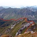 Der weitere Weg (grob) der Tour, vom Gipfel des Ochsenchopf gesehen