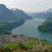 Aussicht von der Stockflue 1137m auf Brunnen und den Urnersee