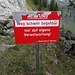 Hinweisschild betrifft den Bergweg Burst - Schäferhüttli 