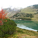 Kleiner See namens Lache, bei der Landsbergerhütte, im Hintergrund der Weiterweg zur Schochenspitze