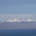 Chearoco (Bildmitte) und Chachacomani (rechts davon) von der isla del sol im Titicacasee