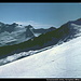 Schwarzenstein (links der Mitte), Hornspitzen (Mitte) und Turnerkamp vom Waxeggkees, Zillertaler Alpen, Österreich