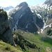 Abstieg Meglisalp - Blick zur Ageteplatte und Mesmerkamin