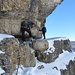 der Beginn des Klettersteigs am Toblinger Knoten, heute mit Glatteis und Neuschnee