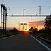 Bahnhof Felben-Wellhausen. Der Zug kommt, die Sonne geht.
