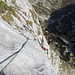 vorletzte  Seillänge mit kniffliger Ausstiegsplatte