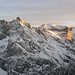 Freispitze im letzten Sonnenlicht vom Südgrat der Greitjochspitze gesehen.