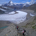 Auf der Seitenmoräne des Monte Rosa Gletschers