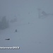 Das Ziel (Polster Quattro Bergstation) taucht aus dem Nebel auf