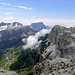 Im Bildmitte Grödnerjoch,2121m mit Langkofel,3181 m dahinter,Sella Massiv- links,Sass Ciampac-rechts im Bild.