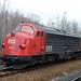 Diesellok vom Erfurter Bahnservice in Pirna. Diese eigenartige Lokomotive wurde nach amerikanischem Vorbild in Schweden gebaut.