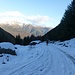 La strada che sale all'Alpe Monte Basso.