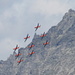 Patrouille Suisse (?) practicing int the Alps of the Tessin, a close-up, unfortunately without tripod