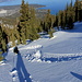 Skiing down towards Lake Tahoe