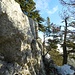 s'Chänzeli in der Seitenansicht - mit Gipfelbank (und Gipfelbuch [voll]) am Baum rechts