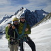 This is a view of the Biancograt in backdrop, from atop Piz Morteratsch the day before, me and Roger. 
