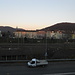 Ausblick aus unserem Hotelfenster, links der Heiligenberg und rechts der Köngisstuhl