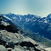 Blick ins Lötschental, rechts das Bietschhorn, hinten das Aletschhorn.