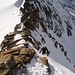 Südostgrat Gross Fiescherhorn 4049m, es wird über Firn und gut griffigen Fels aufgestiegen