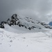Auf dem Jungfraujoch angekommen, Sicht zum Mönch, der bereits von den ersten Wolken eingemacht wird (Bild von Cornel)