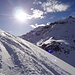 Kurz vor dem Gipfel, herrlicher Schnee und Blick auf die Gamidaurspitz