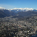 Lugano und Hinterland, dahinter jenseits des Monte Ceneri Pizzo di Vogorno, Madone, die Cime d´Erbea und der Gaggio 