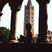 Il campanile dell'Abbazia di Pomposa visto dal chiostro.