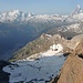 Aussicht von Mettelhorn: Breithorn, Matterhorn und tief unten Zermatt