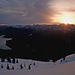 Morgensonne über dem Karwendel, links der Walchensee.