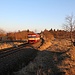 Křimov, dritte Zugfahrt des Tages, ausfahrender Triebwagen der ČD (810)