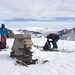 summit activities - drink hot tea and stash the skins - don't forget to look down the mountain :)