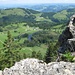 Blick vom Klettersteig zwischen Hohenhäderich und Falken hinab zur Kräuterhütte