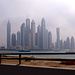 Way back - von der Palme runter - Ausblick auf Dubai Marina (kein Smog - eher dunstig/neblig).