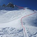 Hier kommt der „richtige“ Piz Turba zum Vorschein – Aufstieg mit Ski auf den W-Grat und zu Fuss über diesen zum Gipfel
