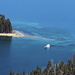 A boat entering Emerald Bay