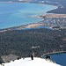 The View to South Lake Tahoe. The lake on the lower right is Fallen Leave Lake