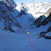 Auf ca. 2500m – Aufstieg bis zum gelben Kreis auf Ski, danach zu Fuss