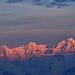 Crépuscule des Dieux : Eiger-Mönch-Jungfrau au crépuscule, vus du Gantrisch