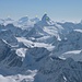 sicht von links, Alphubel 4206m, Allalinhorn 4027m, Rimpfischhorn 4199m, Strahlhorn 4190m mein erster 4000er, Matterhorn 4478m direkt davor Dent d`Hérens 4171m.