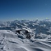 von links, Weisshorn 4506m, Dent Blanche 4357m, Matterhorn 4476m, Monte Rosa (Dufourspitze 4634m) usw 