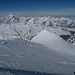 Sicht zum höchsten Berg in den Alpen, Mont Blanc 4808m!!! rechts der Gombin de Valsorey 4184m auf dem wir vorher waren