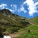 wegloser Abstieg vom Weg zwischen Vorderer Suwald-Spitze und Sonnberg-Sattel über Gras und Kraut zum Aufstiegsweg zum Roten Stein - nahe dem Älpele