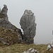 Particolari torrioni rocciosi lungo la cresta tra la Bocchetta di Sambrosera e la vetta del Moregallo